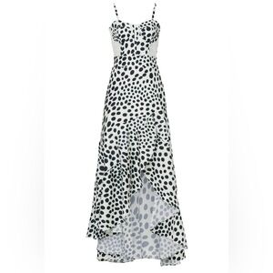 PatBO Monochrome Polka Dot High-Low Dress